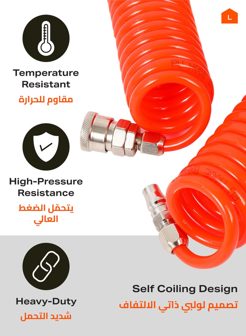 LAWAZIM PU Air Compressor Hose -5x8mm 15m- Flexible Spiral Pneumatic Hose with Quick Connect Couplers, High Pressure and Wear-Resistant, for Air Compressors, Automotive and Industrial Air Applications - Image 3