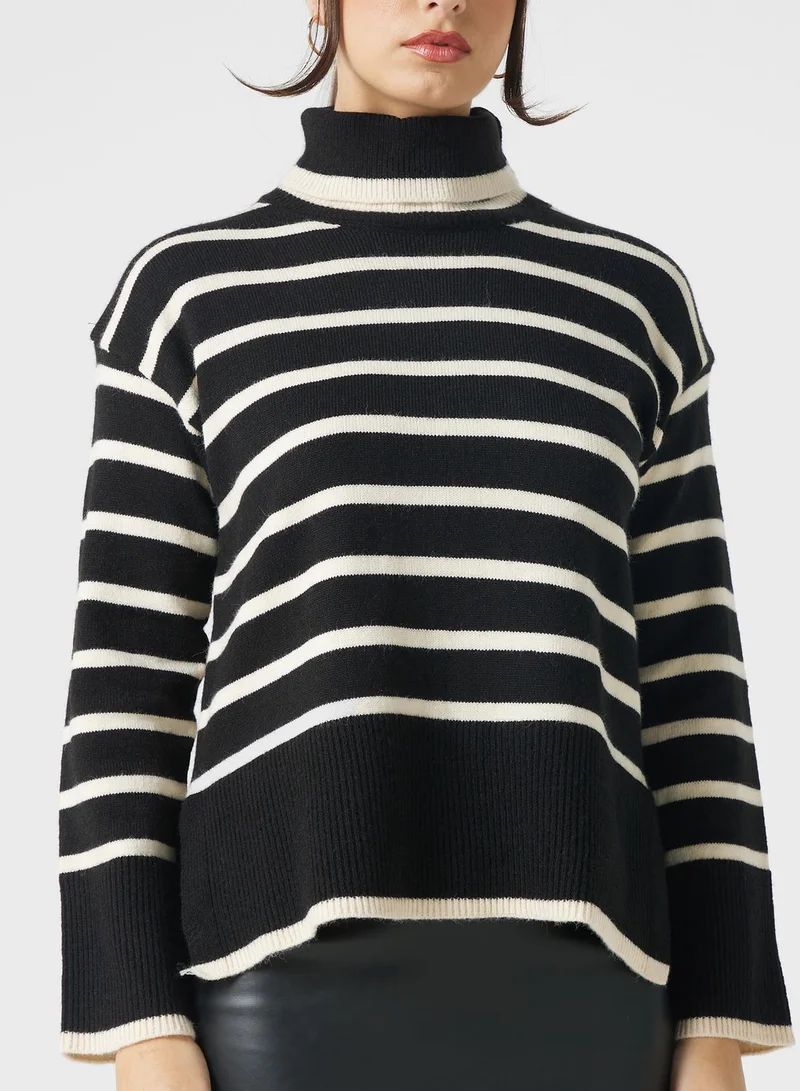 ELLA High Neck Stripe Sweater