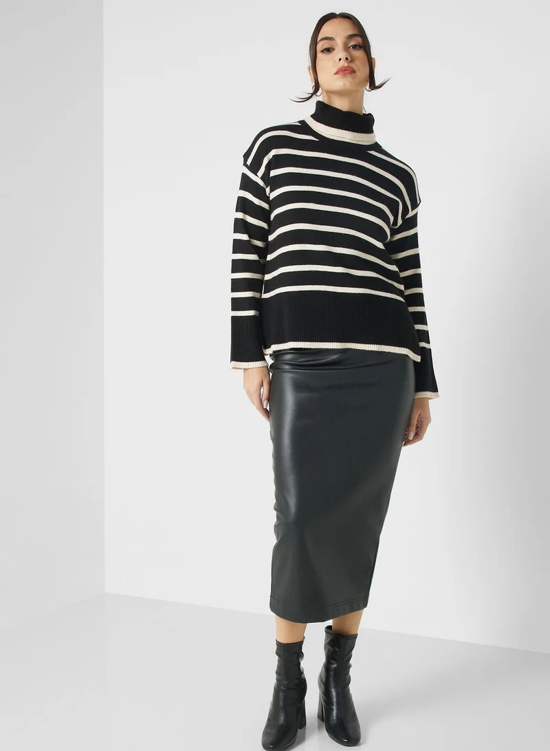 ELLA High Neck Stripe Sweater