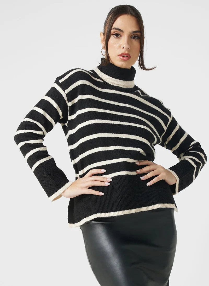 ELLA High Neck Stripe Sweater