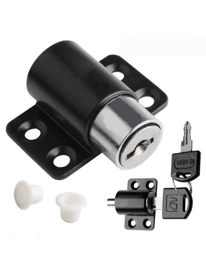 Sliding Door Window Lock, Sliding Patio Door Catches Set, Window Buckle Locks with Universal Keys for Window Child Safety Protection Lock (Black) - Image 1
