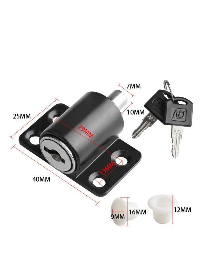 Sliding Door Window Lock, Sliding Patio Door Catches Set, Window Buckle Locks with Universal Keys for Window Child Safety Protection Lock (Black) - Image 2