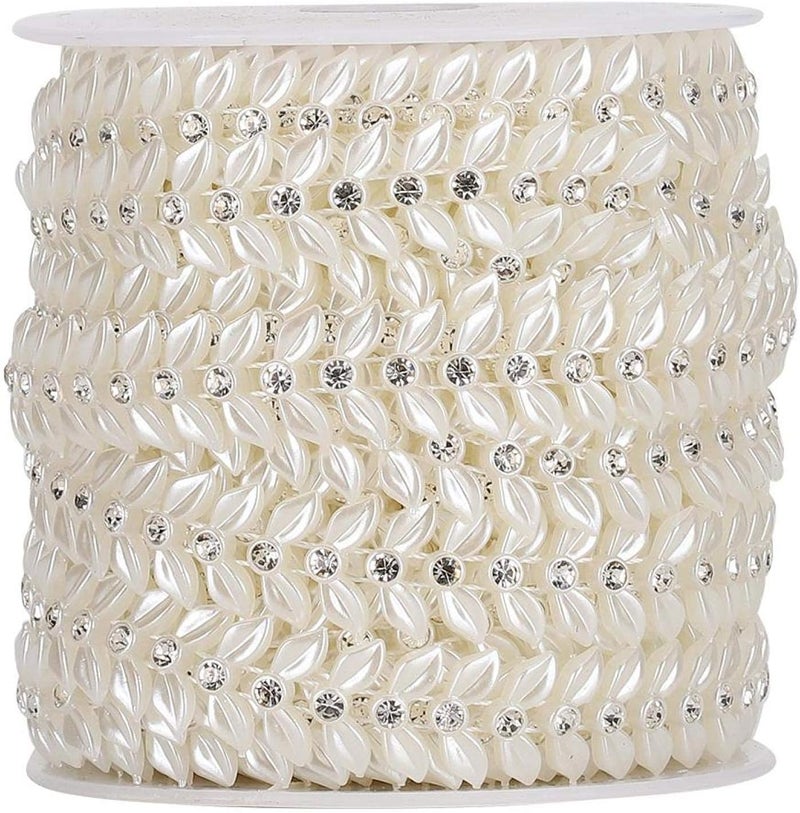 comfrt Faux Pearl String Beads, 10 Meter/roll Crystal Acrylic Bead Chain Beads Garland for DIY Crafts Jewelry Making Wedding Party Decor(Tree Leaf) - Image 5