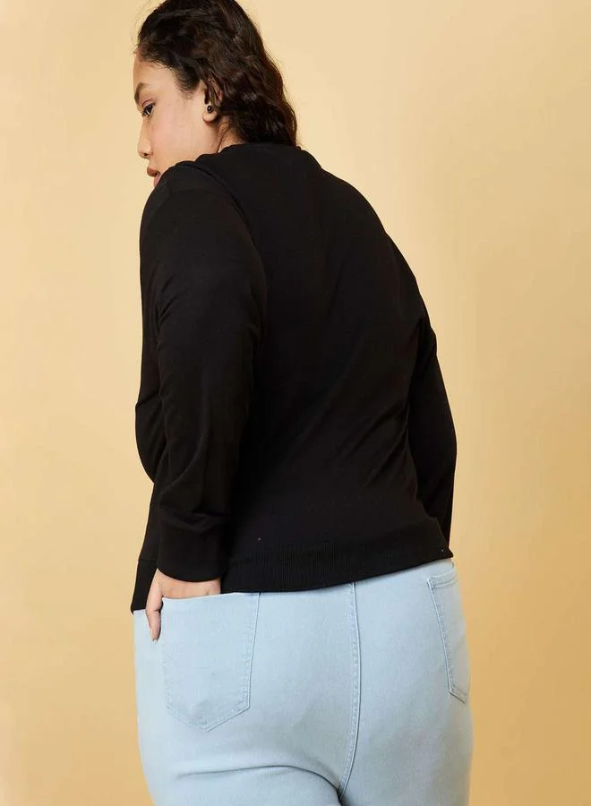 Kotty Kotty Solid Regular Fit Round Neck Sweatshirt