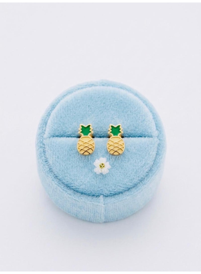 The Intermix Gems Gold Pineapple Baby Earrings with Enamel Detail 18K - Image 2