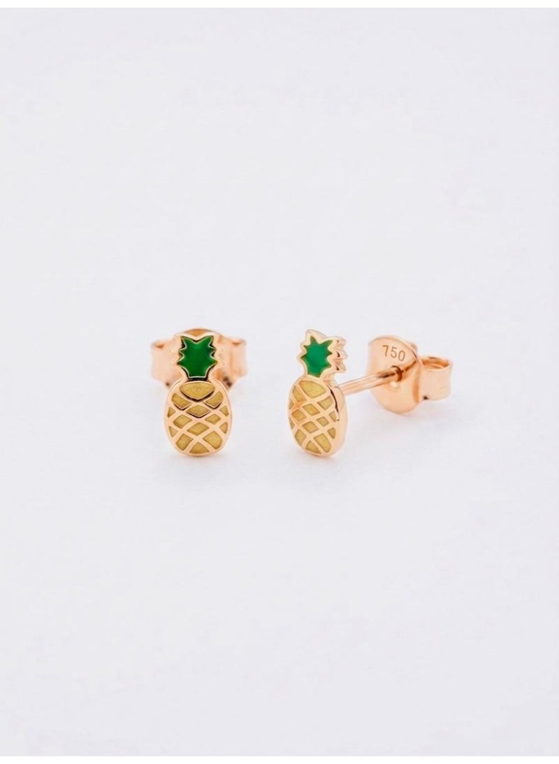The Intermix Gems Gold Pineapple Baby Earrings with Enamel Detail 18K - Image 1
