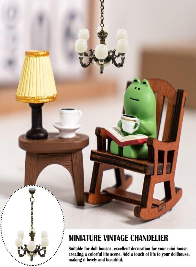 YOLUFER 1:12 Dollhouse Ceiling Lamp Model, Miniature Chandelier Lamp, Mini Ceiling Lamp for Dollhouse (Bronze) - Image 5