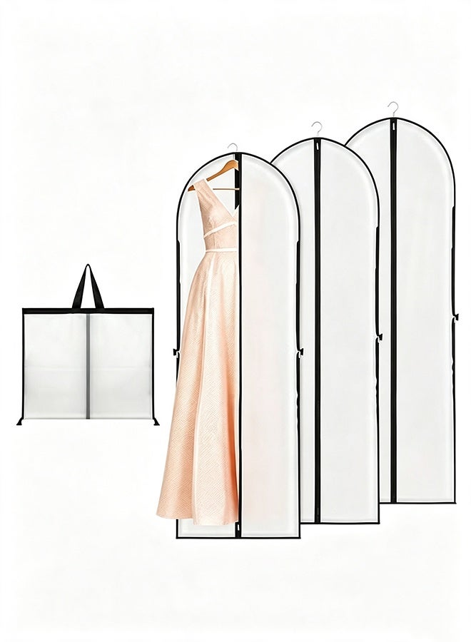 Long Garment Bag Set of 3, Clothing Dust Cover with Zippered, Portable Foldable Garment Protector for Hanging Shirts, Coats, Dresses, Suits & Formal Wear, Ideal for Home Wardrobe & Travel Use - Image 1