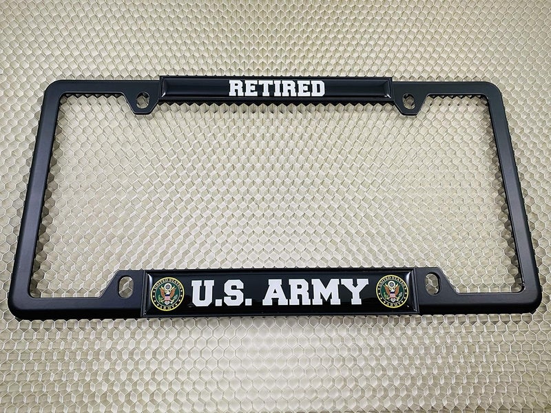 BestLicensePlateFrames U.S. Army Retired Domed Metal License Plate Frame with Free Caps - Image 4