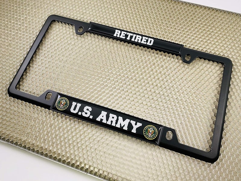 BestLicensePlateFrames U.S. Army Retired Domed Metal License Plate Frame with Free Caps - Image 5