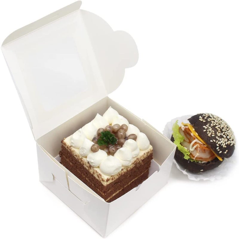 BAKEFY 25 piece3x 3 x 2 Inches White Bakery Boxes 3 x 3 x 2 Inch Cookie Cake Boxes Clear Window Mini Cupcake Pastry Dessert Boxes for Candy Muffins Donuts Gift Container Party Favor - Image 2