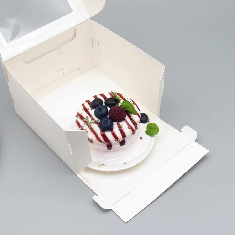 BAKEFY 25 piece3x 3 x 2 Inches White Bakery Boxes 3 x 3 x 2 Inch Cookie Cake Boxes Clear Window Mini Cupcake Pastry Dessert Boxes for Candy Muffins Donuts Gift Container Party Favor - Image 3