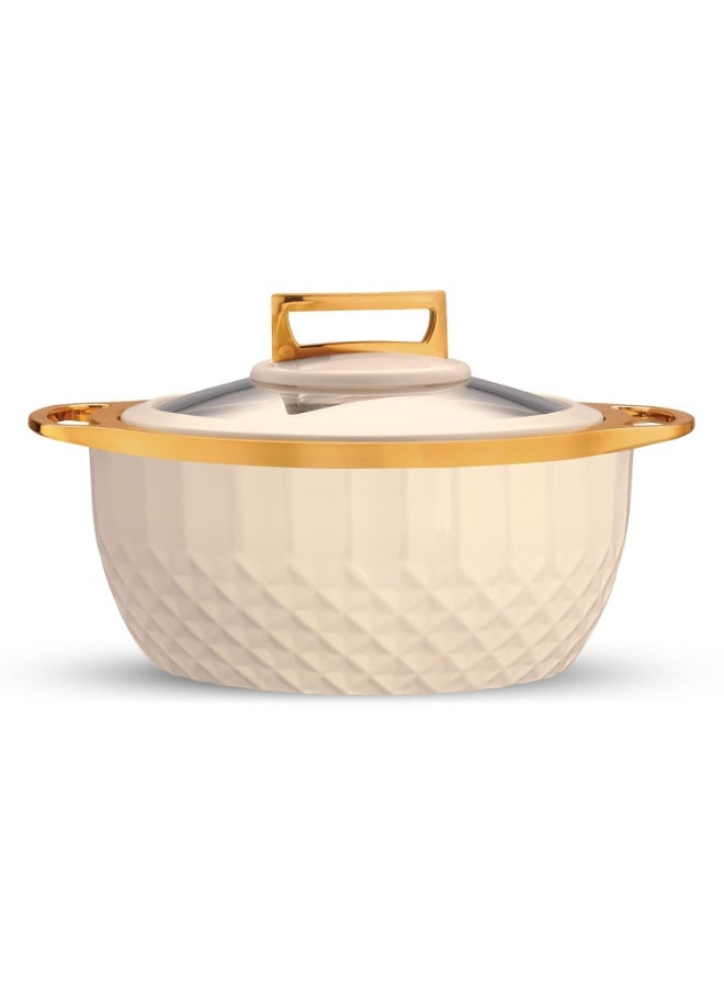 Trueware Classic Inner Steel with See Through Toughened Glass Lid Casserole | 1500 ml, Ivory | PU Insulated | BPA Free | Oduor Proof | Food Grade | Ideal for Chapatti | Roti | Curd Maker | Hot Pot - Image 1