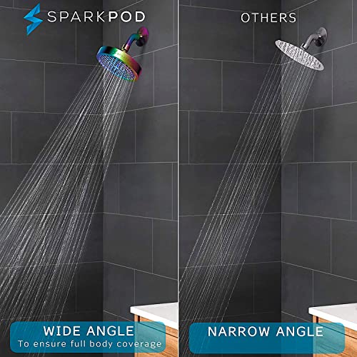 SparkPod Shower Head - High Pressure Rain - Premium Quality Luxury Design - 1-Min Install - Easy Clean Adjustable Replacement for Your Bathroom Shower Heads (Radiant Rainbow, 6 Inch Round) - Image 3