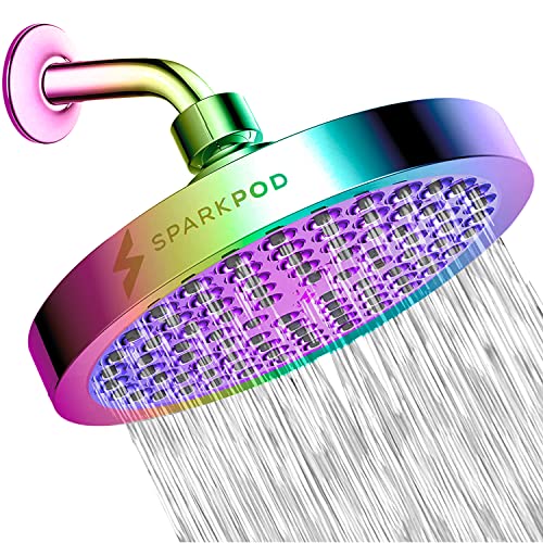 SparkPod Shower Head - High Pressure Rain - Premium Quality Luxury Design - 1-Min Install - Easy Clean Adjustable Replacement for Your Bathroom Shower Heads (Radiant Rainbow, 6 Inch Round) - Image 1