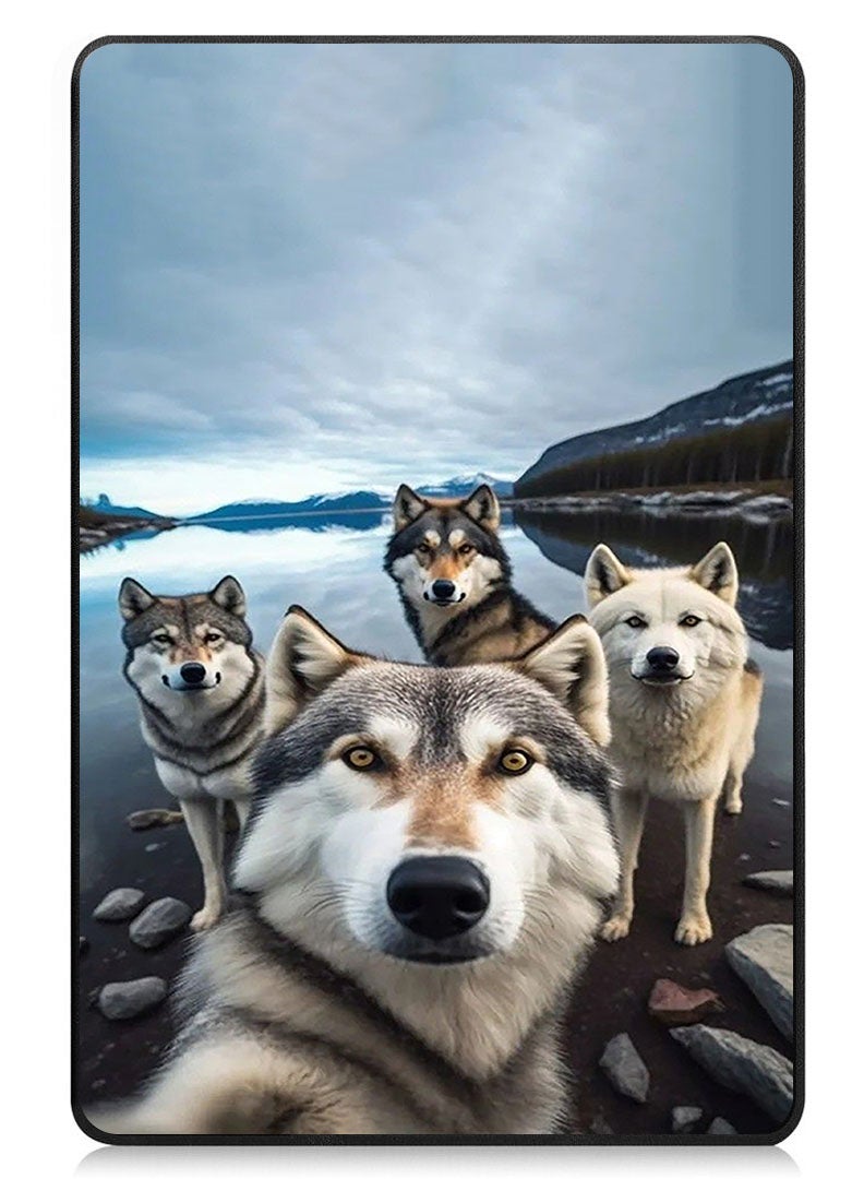 Theodor Protective Flip Case For Lenovo Xiaoxin Pad (2024) With Trifold Stand Auto Wake Sleep Shockproof Cover Wolf Selfie - Image 1