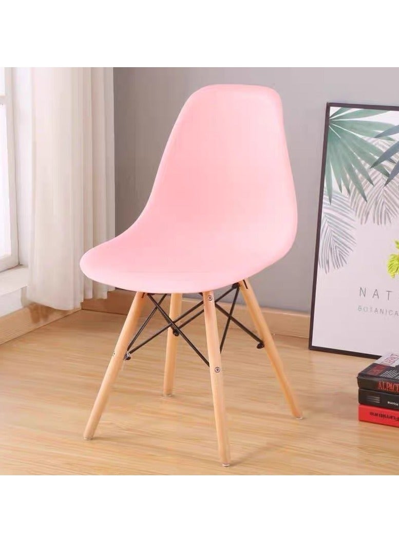 Generic Dining Chair Dining Office Lounge Chair Dining Chair Plastic Wood Modern Furniture For Living Room(Pink) - Image 1