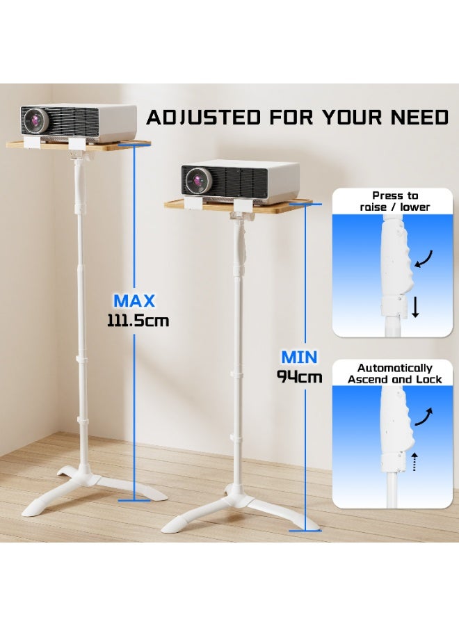 ETHU Projector & Laptop Floor Stand with Shelf, 94-111cm One-Hand Height Adjustable, 0-45 degree angles Tripod Floor Stand with Safety Lock, Heavy Duty Laptop Stand for Home, Office Studio, Stage, Beige - Image 2