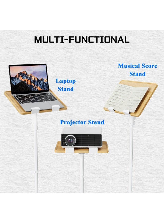 ETHU Projector & Laptop Floor Stand with Shelf, 94-111cm One-Hand Height Adjustable, 0-45 degree angles Tripod Floor Stand with Safety Lock, Heavy Duty Laptop Stand for Home, Office Studio, Stage, Beige - Image 5