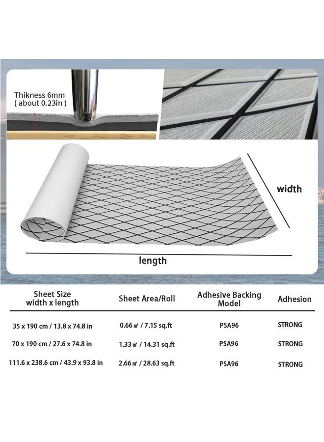 KXKZREN EVA Foam Boat Flooring Decking Sheet Pad Diamond Pattern 6mm Anti-Skid Faux Teak Marine Flooring Mat for Yacht Motorboat RV Yacht Swimming Pool Cooler Tops, 28" x 75" - Image 2