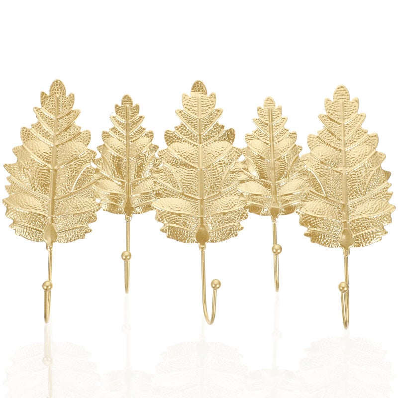Heavy Duty Iron Wall Hooks Gold Plated Four Leaf Design Coat Hanger For Living Room Bathroom - Image 2