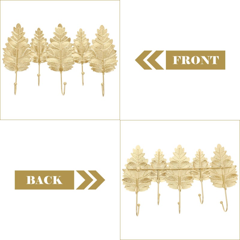 Heavy Duty Iron Wall Hooks Gold Plated Four Leaf Design Coat Hanger For Living Room Bathroom - Image 4