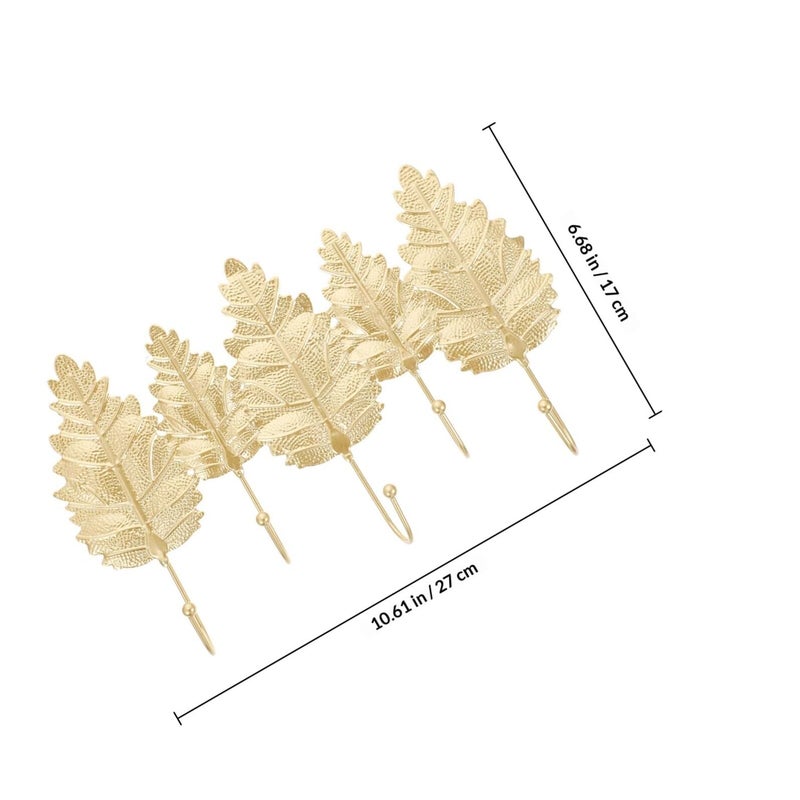 Heavy Duty Iron Wall Hooks Gold Plated Four Leaf Design Coat Hanger For Living Room Bathroom - Image 3