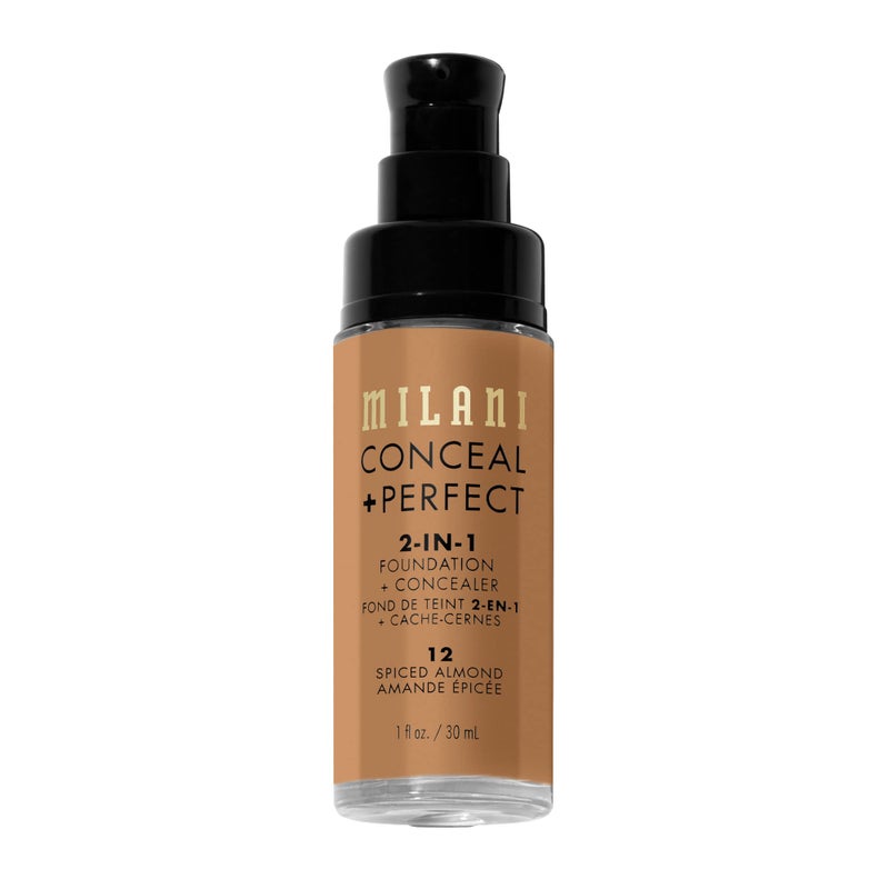 Milani Conceal + Perfect 2-in-1 Foundation + Concealer for a Flawless Complexion, Under Eye Corrector, Cover Redness and Imperfections, Waterproof and Sweatproof - Spiced Almond - Image 3