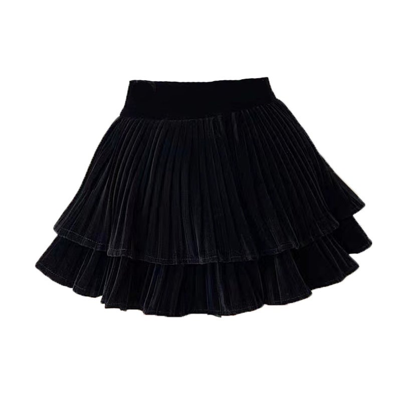 2023 Velvet A-Line Pleated Girls Skirt Black skirt  - Image 1