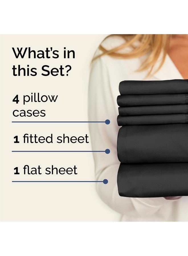 Queen Size Sheet Set - 6 Piece Set - Hotel Luxury Bed Sheets - Extra Soft - Deep Pockets - Easy Fit - Breathable & Cooling Sheets - Wrinkle Free - Comphy - Black Bed Sheets - Queens Sheets - 6 PC by CGK Unlimited