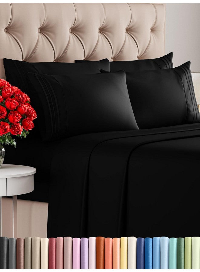 Queen Size Sheet Set - 6 Piece Set - Hotel Luxury Bed Sheets - Extra Soft - Deep Pockets - Easy Fit - Breathable & Cooling Sheets - Wrinkle Free - Comphy - Black Bed Sheets - Queens Sheets - 6 PC by CGK Unlimited