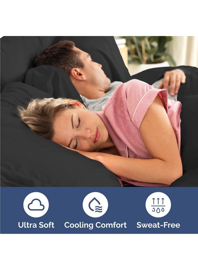 Queen Size Sheet Set - 6 Piece Set - Hotel Luxury Bed Sheets - Extra Soft - Deep Pockets - Easy Fit - Breathable & Cooling Sheets - Wrinkle Free - Comphy - Black Bed Sheets - Queens Sheets - 6 PC by CGK Unlimited