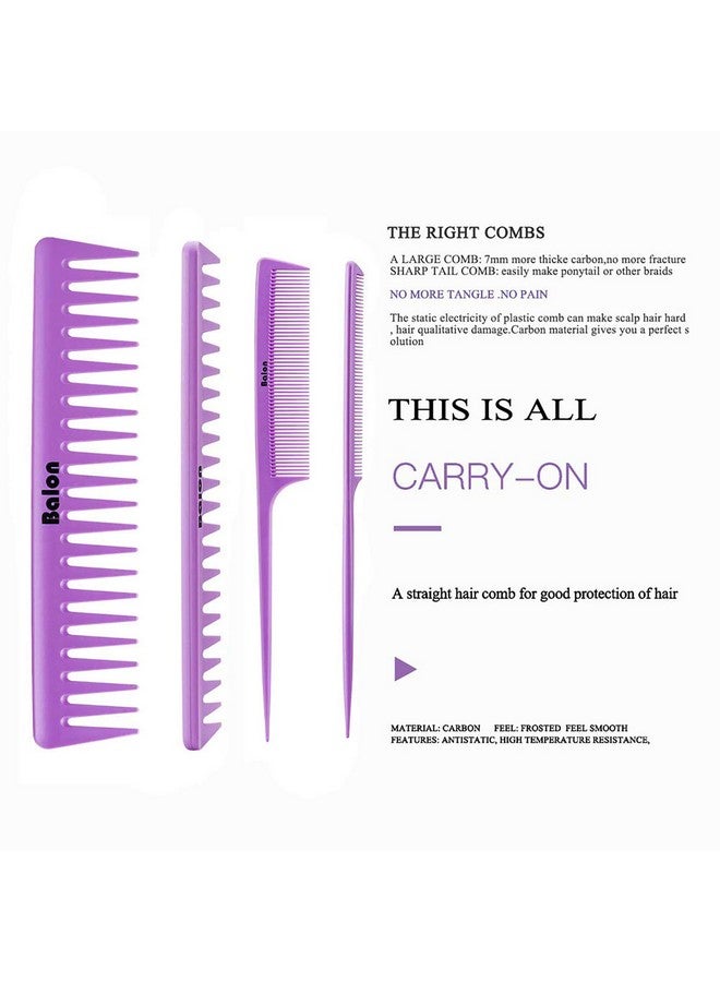 4Pcs Detangling Hair Brush Set For Women - Paddle Brush For Wet Or Dry, No More Tangles For Straight, Long, Thick, Curly, And Natural Hair (Purple)