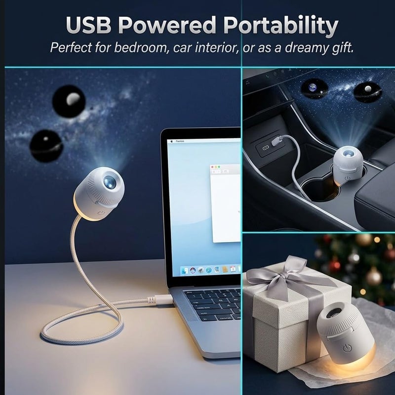 Galaxy Star Projector, 2in1 Galaxy Projector & Night Light,360° Adjustable LED Space Galaxys Lamp,with Multiple Projection Films,Adjustable Brightness,for Bedroom Hallway Ceiling Decor (12 Pattern) - Image 2