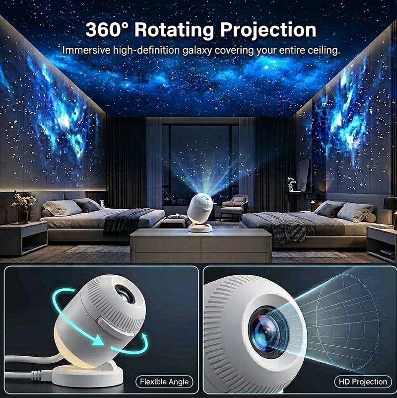 Galaxy Star Projector, 2in1 Galaxy Projector & Night Light,360° Adjustable LED Space Galaxys Lamp,with Multiple Projection Films,Adjustable Brightness,for Bedroom Hallway Ceiling Decor (12 Pattern) - Image 4
