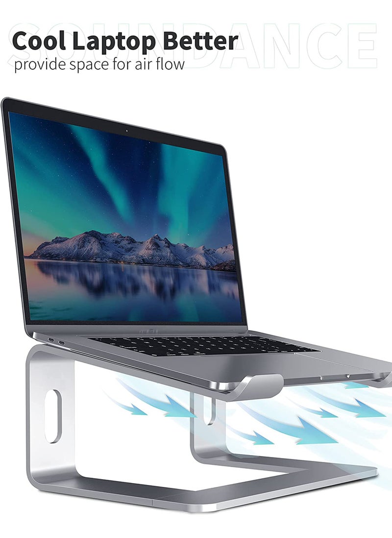 Rock Pow - Laptop Stand Aluminum Computer Riser Ergonomic Laptops Elevator for Desk Metal Holder Compatible with 10 to 15.6 Inches Notebook Computer - Image 1