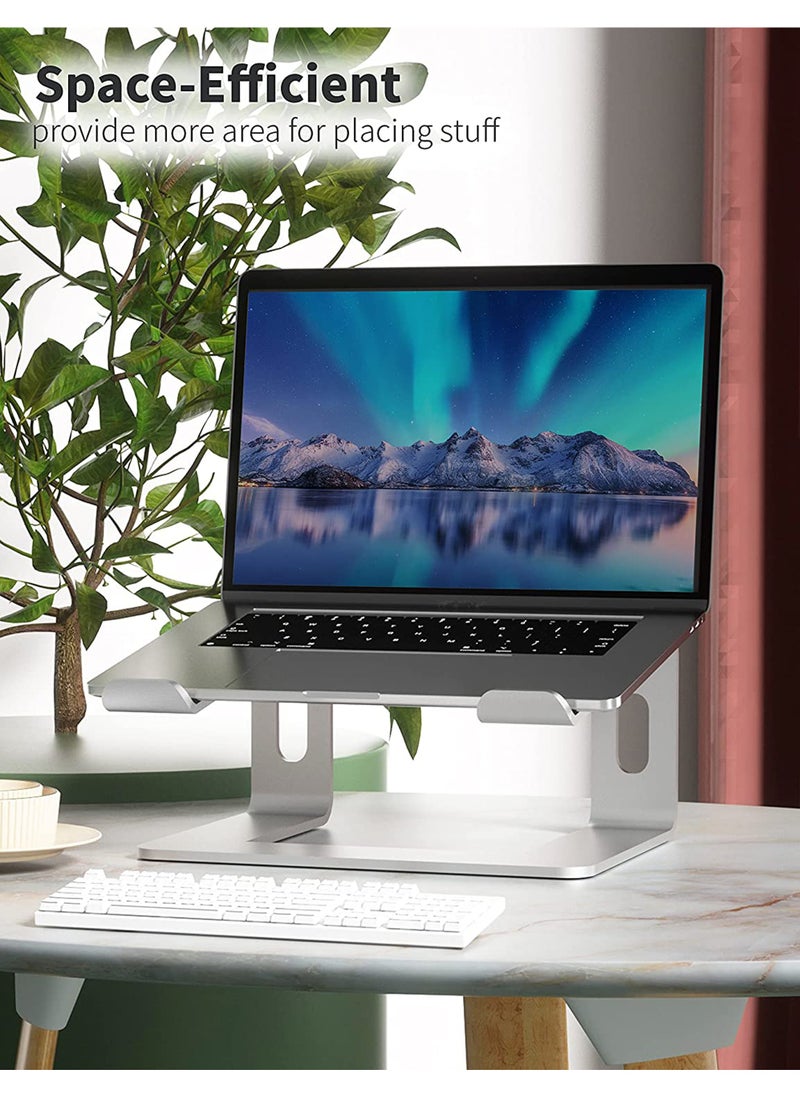 Rock Pow - Laptop Stand Aluminum Computer Riser Ergonomic Laptops Elevator for Desk Metal Holder Compatible with 10 to 15.6 Inches Notebook Computer - Image 1