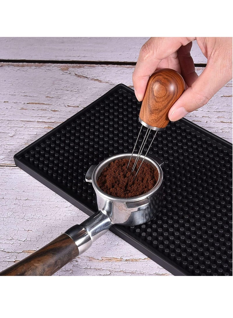 أوزيغالور أداة تقليب قهوة الإسبريسو بمقبض وحامل من الخشب الطبيعي، لتوزيع موحد (خشب الصندل الداكن) - Image 1