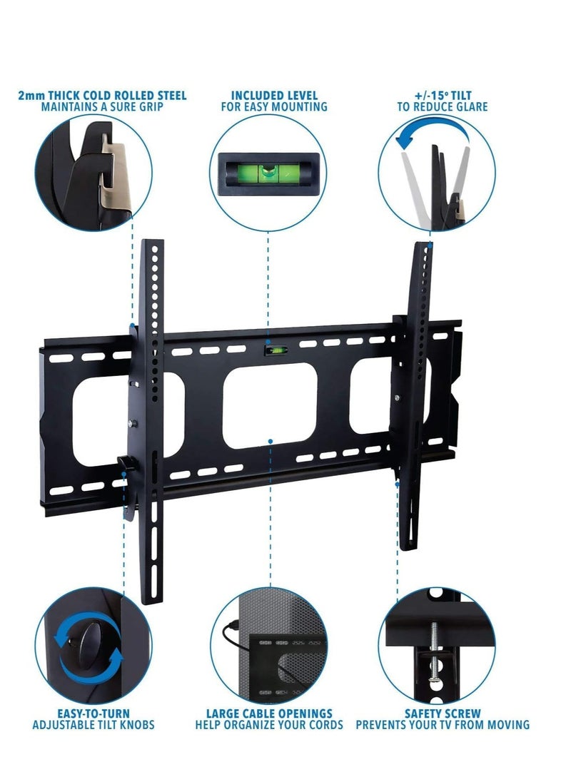 ELTRAZONE Tilting TV Wall Mount Bracket For Samsung Sony Vizio LG Panasonic Element 32 40 42 47 50 55 60 65 Inch TVs VESA 200x200 400x400 600x400, 750x450 Compatible Premium Tilt 175 Lbs Capacity  - Image 2