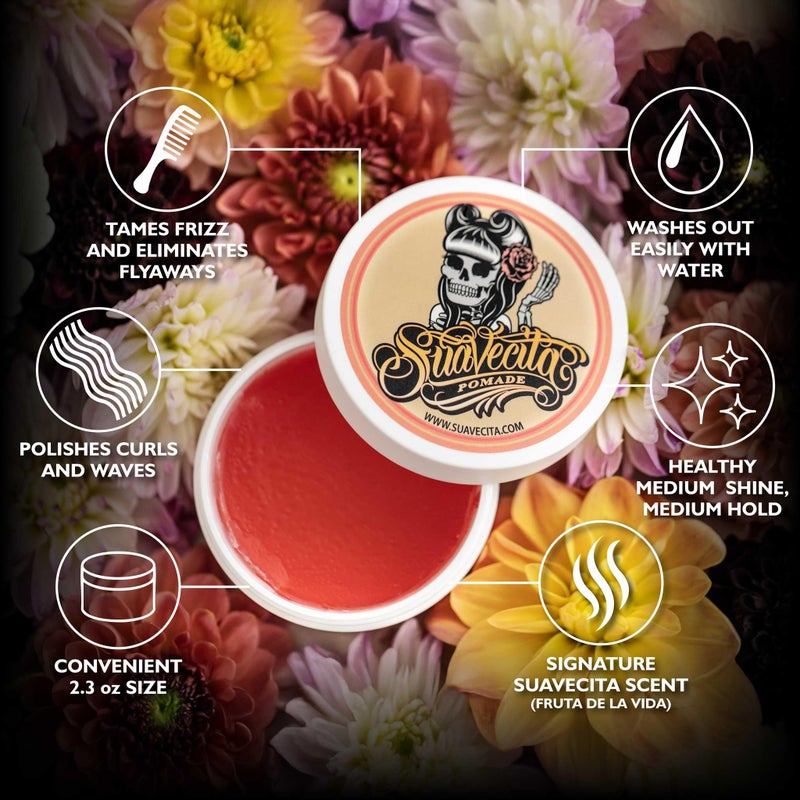 SUAVECITO Suavecita Pomade for Women 2.3 oz Can - Medium Hold, High Shine, Water Based, Wax Like Flake Free - All Day Hair Free Gel Hairstyles Easy to Wash Out - Image 3