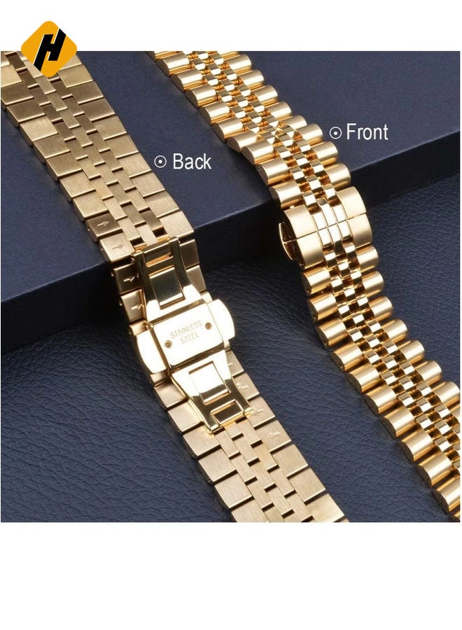 HuHa Wolait Compatible with Apple Watch Band 44mm 42mm 40mm 38mm Stainless Steel Heavy Band with Butterfly Folding Clasp Link Bracelet for iWatch Series 6/SE Series 5/4/3/2/1 Men Gold 44mm/42mmCompatible w  - Image 4