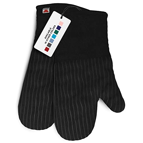 Big Red House - Silicone Oven Mitts - Black Set of 2-12.5" - Heat Resistant Kitchen Gloves - Professional Grade Protection Hot Cooking Baking - Image 1