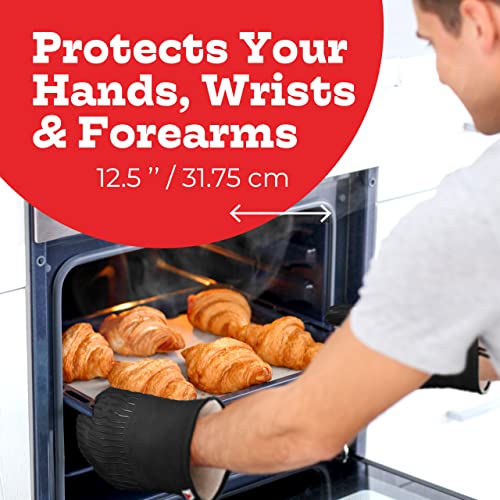 Big Red House - Silicone Oven Mitts - Black Set of 2-12.5" - Heat Resistant Kitchen Gloves - Professional Grade Protection Hot Cooking Baking - Image 4