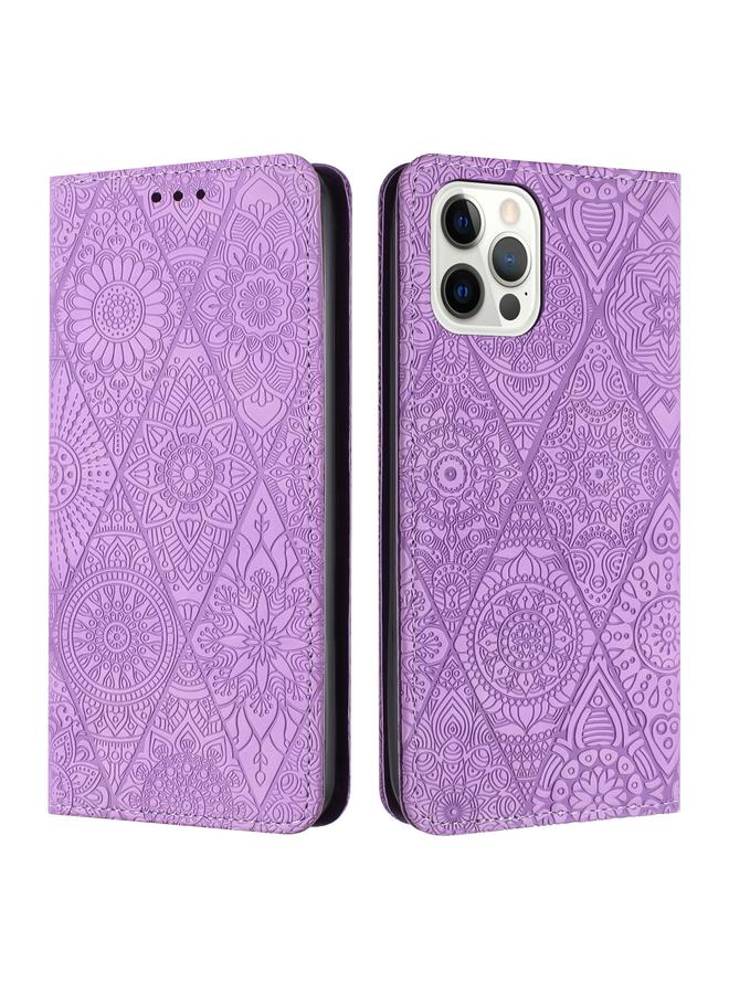 S-TOP Case For iPhone 14 Pro Ethnic Embossed Adsorption Leather Phone Case - Image 1