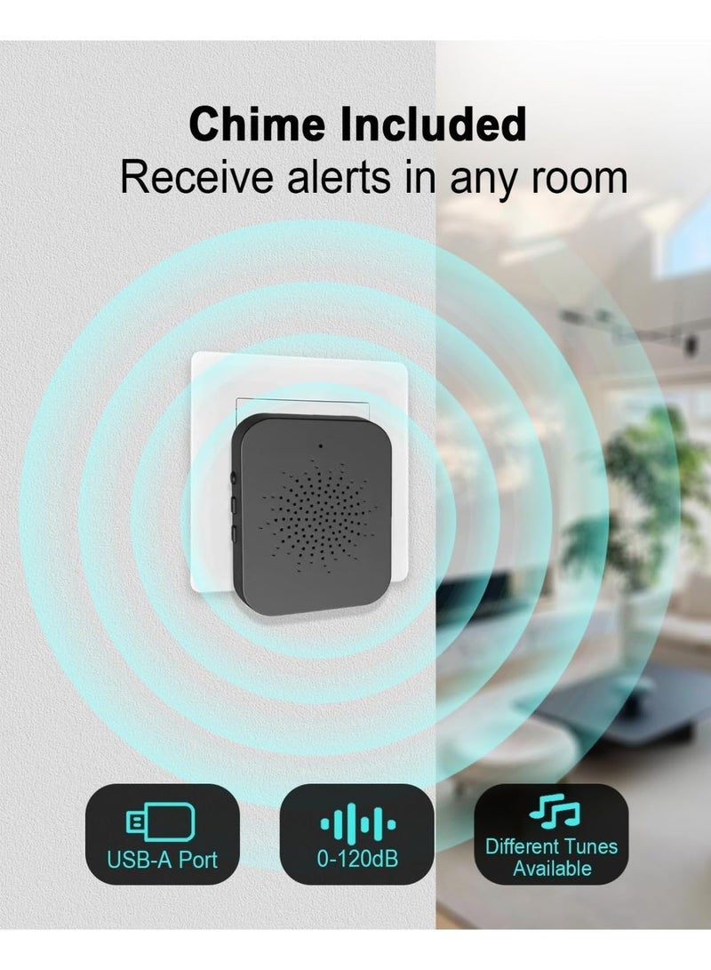 شابية جرس باب فيديو ذكي بدقة 1080 بكسل مع جرس رنين، محادثة ثنائية الاتجاه، تخزين سحابي، تنبيهات فورية، رؤية ليلية، مقاومة للماء بمعيار IP55 (أسود) - Image 3
