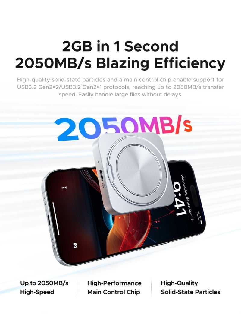 Orico ORICO 1TB Magnetic External SSD, 4K ProRes HDR Record and Store, 20Gbps Magnetic Portable SSD with Foldable Stand-CZ20PLUS - Image 2