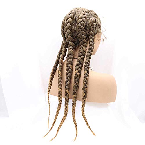 melody wig Braided Wigs Synthetic Lace Front Gold Wig for Women Cornrow Braids Lace Wigs with Baby Hair Box Braid Wig HandMade Wig - Image 3