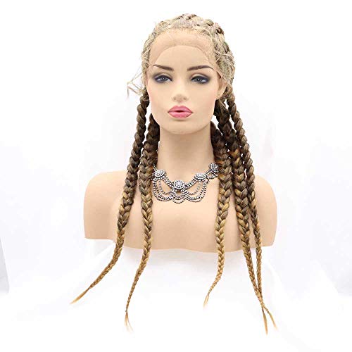 melody wig Braided Wigs Synthetic Lace Front Gold Wig for Women Cornrow Braids Lace Wigs with Baby Hair Box Braid Wig HandMade Wig - Image 2