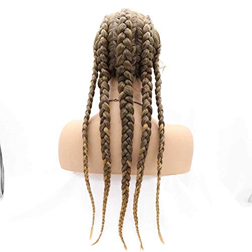 melody wig Braided Wigs Synthetic Lace Front Gold Wig for Women Cornrow Braids Lace Wigs with Baby Hair Box Braid Wig HandMade Wig - Image 4