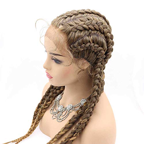 melody wig Braided Wigs Synthetic Lace Front Gold Wig for Women Cornrow Braids Lace Wigs with Baby Hair Box Braid Wig HandMade Wig - Image 1